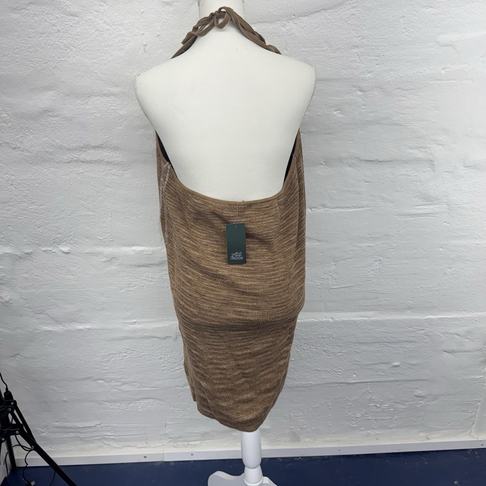 Women's Size 2X Wild Fable Light Brown Space Dye Sweater Knit Halter Dress (JN) - Picture 2 of 7
